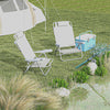Outsunny Set of 2 Portable Fishing Chairs, Lightweight Camping Chairs with 6-Level Adjustable Backrest and Headrest, Folding Chair for Outdoor, Beach, Light Grey