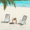 Outsunny Set of 2 Portable Fishing Chairs, Lightweight Camping Chairs with 6-Level Adjustable Backrest and Headrest, Folding Chair for Outdoor, Beach, Light Grey