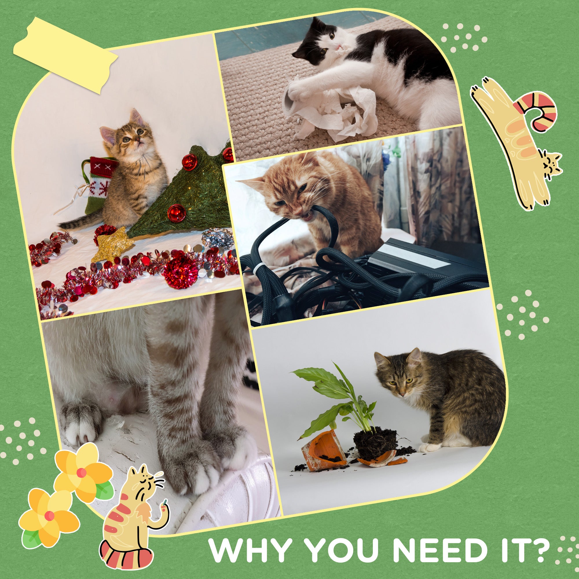 PawHut 18" Plush Cat Tree with Two Flower Platforms, Multi-Activity Centre Cat Tower with Jute Scratching Posts, Elevated Perches, Round Roomy Condo with Door, Green