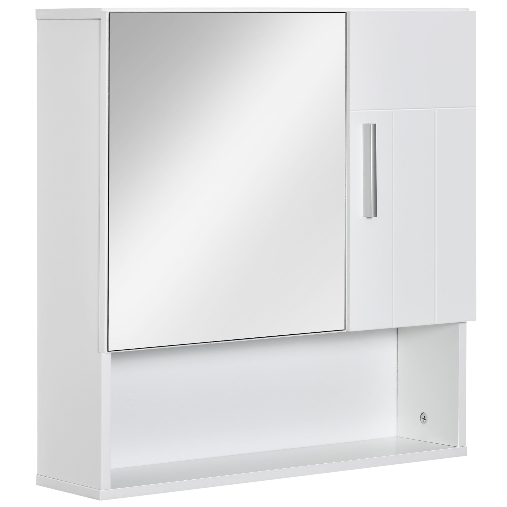 kleankin Bathroom Mirror Cabinet, Wall Mounted Medicine Cabinet with Double Doors and Adjustable Shelf, White