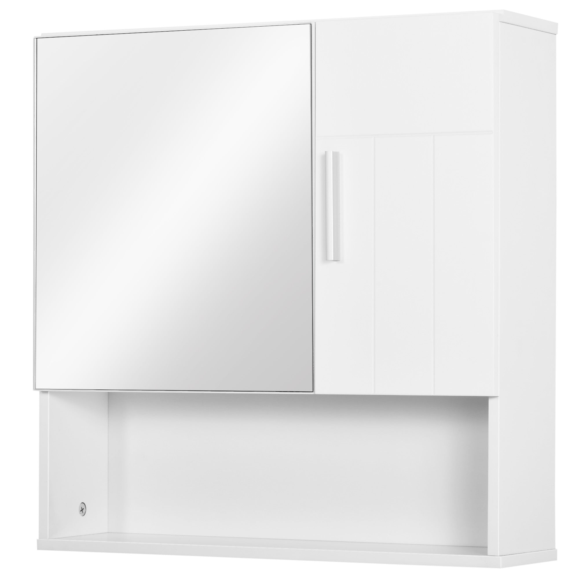 kleankin Bathroom Mirror Cabinet, Wall Mounted Medicine Cabinet with Double Doors and Adjustable Shelf, White