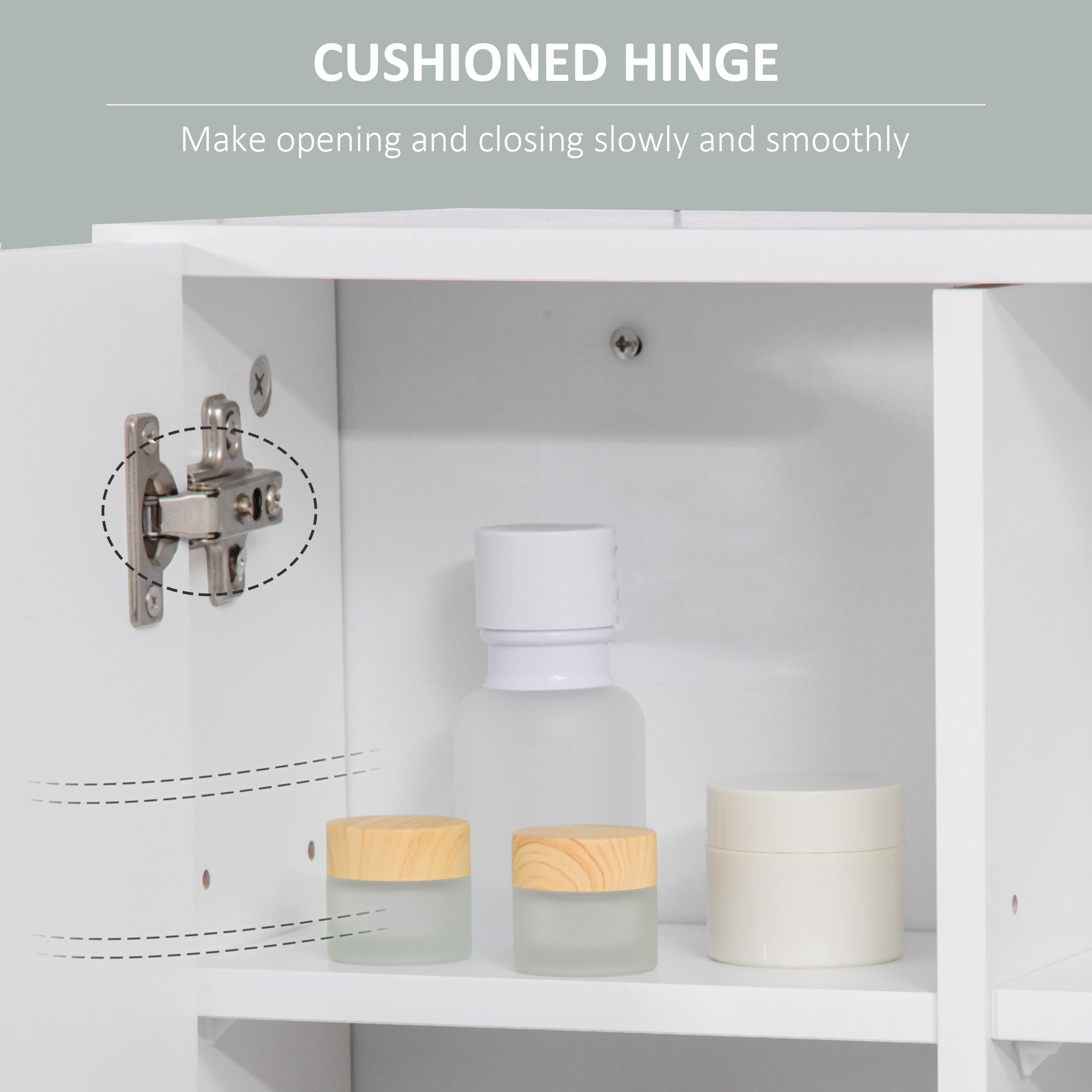 kleankin Bathroom Mirror Cabinet, Wall Mounted Medicine Cabinet with Double Doors and Adjustable Shelf, White