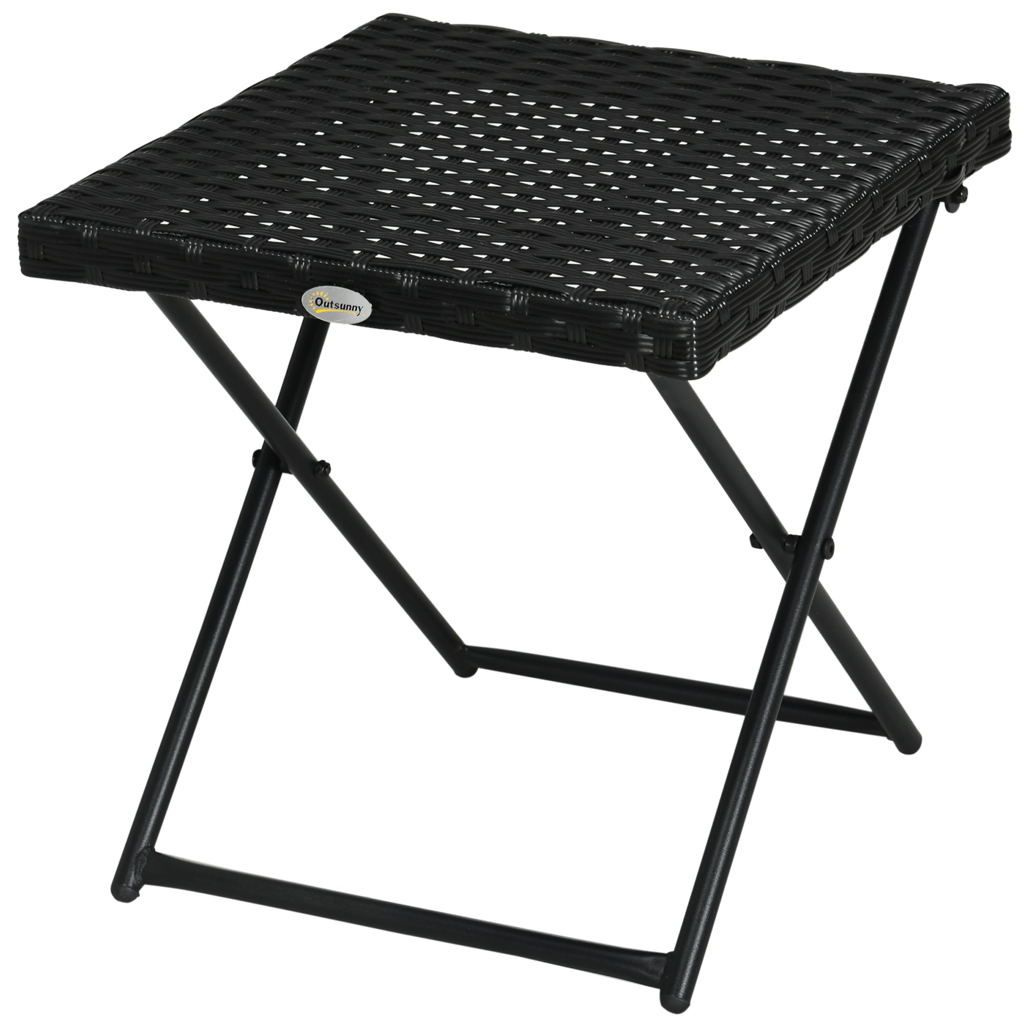 Outsunny Rattan Coffee Table Folding Patio Outdoor Side Table Wicker for Balcony, Porch, Poolside, 15.75