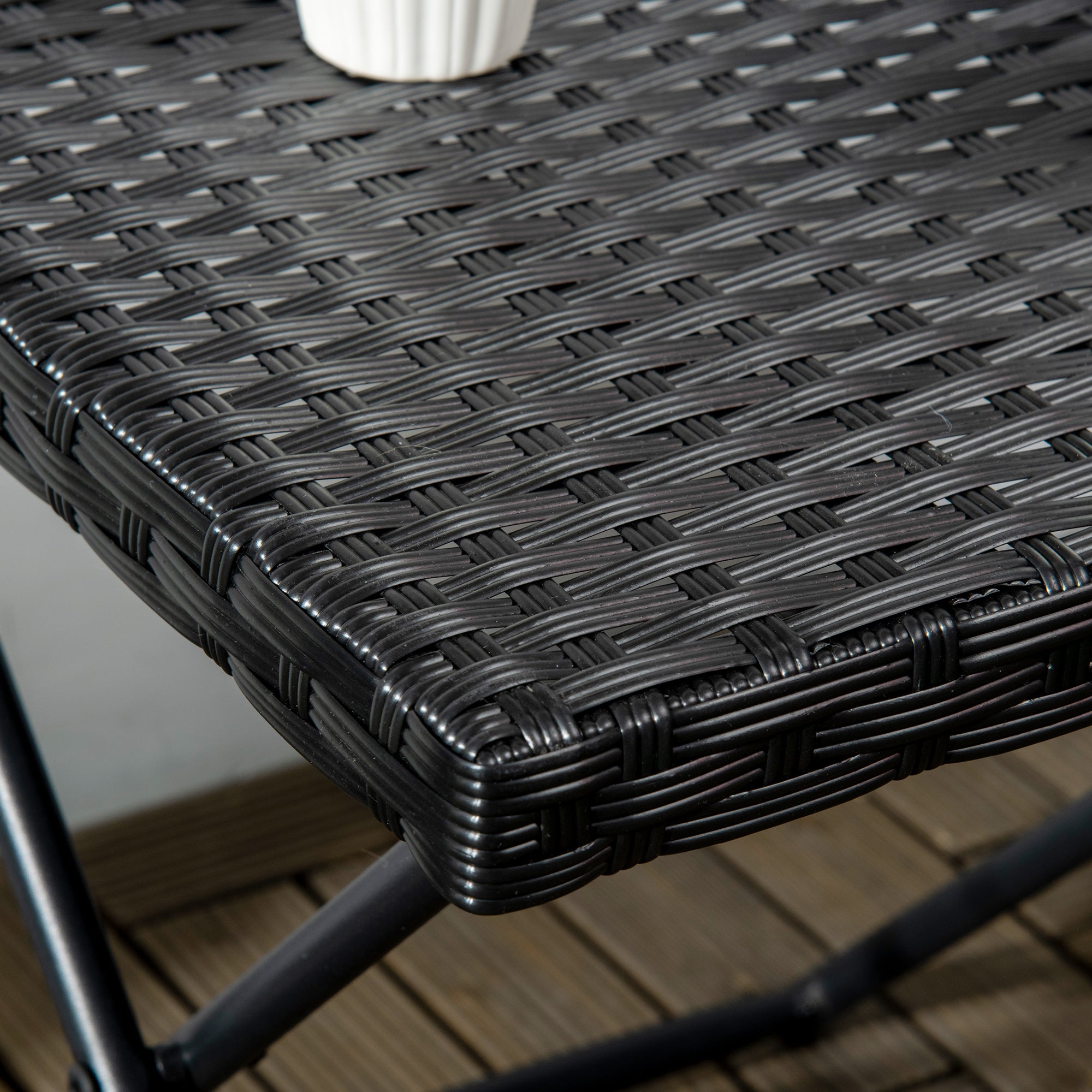 Outsunny Rattan Coffee Table Folding Patio Outdoor Side Table Wicker for Balcony, Porch, Poolside, 15.75