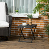 Outsunny Rattan Coffee Table Folding Patio Outdoor Side Table Wicker for Balcony, Porch, Poolside, 15.75"x15.75"x15.75", Black