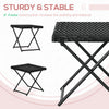 Outsunny Rattan Coffee Table Folding Patio Outdoor Side Table Wicker for Balcony, Porch, Poolside, 15.75"x15.75"x15.75", Black