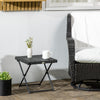 Outsunny Rattan Coffee Table Folding Patio Outdoor Side Table Wicker for Balcony, Porch, Poolside, 15.75"x15.75"x15.75", Black