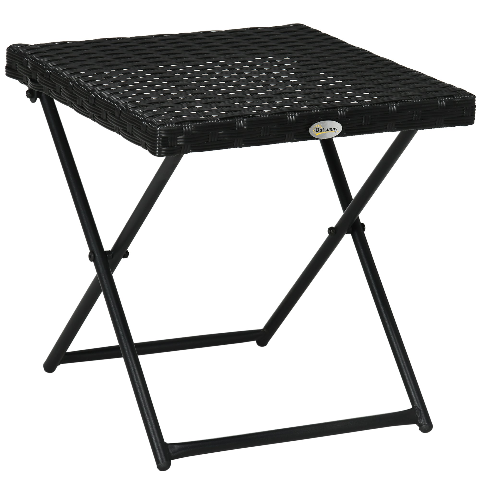 Outsunny Rattan Coffee Table Folding Patio Outdoor Side Table Wicker for Balcony, Porch, Poolside, 15.75