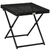 Outsunny Rattan Coffee Table Folding Patio Outdoor Side Table Wicker for Balcony, Porch, Poolside, 15.75"x15.75"x15.75", Black