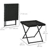 Outsunny Rattan Coffee Table Folding Patio Outdoor Side Table Wicker for Balcony, Porch, Poolside, 15.75"x15.75"x15.75", Black