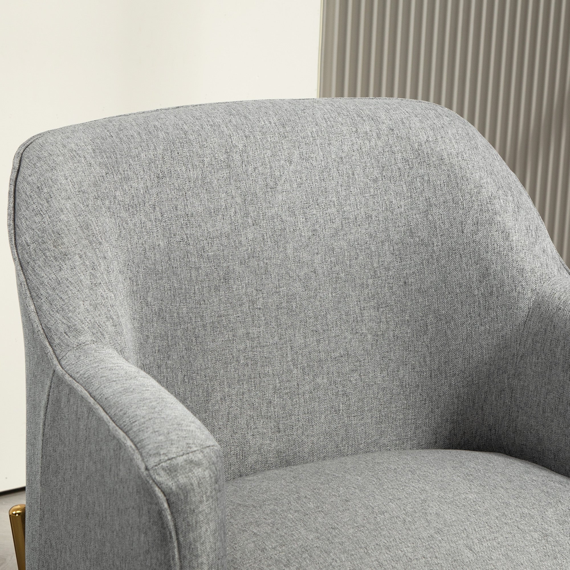 HOMCOM Fabric Accent Chair, Armchair, Modern Living Room Chair with Gold Metal Legs and Thick Padding for Bedroom, Grey