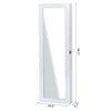 HOMCOM White Mirrored Jewelry Cabinet Hanging Wall Mount Real Glass Mirror Locked, White
