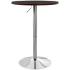 HOMCOM Round Bar Table, Adjustable Pub Table with 360° Swivel Top and Steel Base, Modern Bistro Table for 2, Easy Assembly for Home Bar, Small Dining Room, Walnut