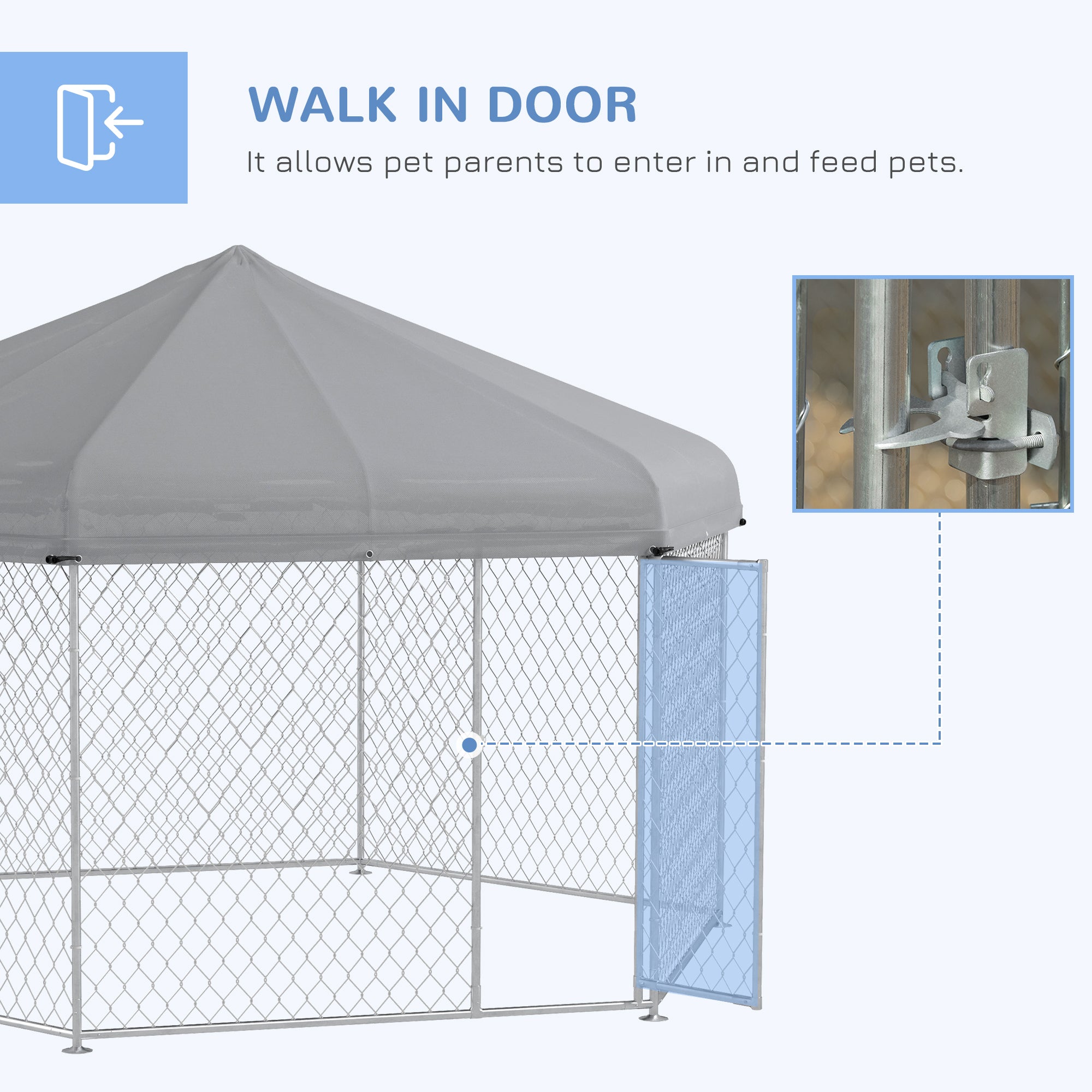 PawHut Outdoor Dog Kennel Dog Run with Waterproof, UV Resistant Cover for Medium and Large Sized Dogs, 13.4' x 11.5' x 8.8', Silver