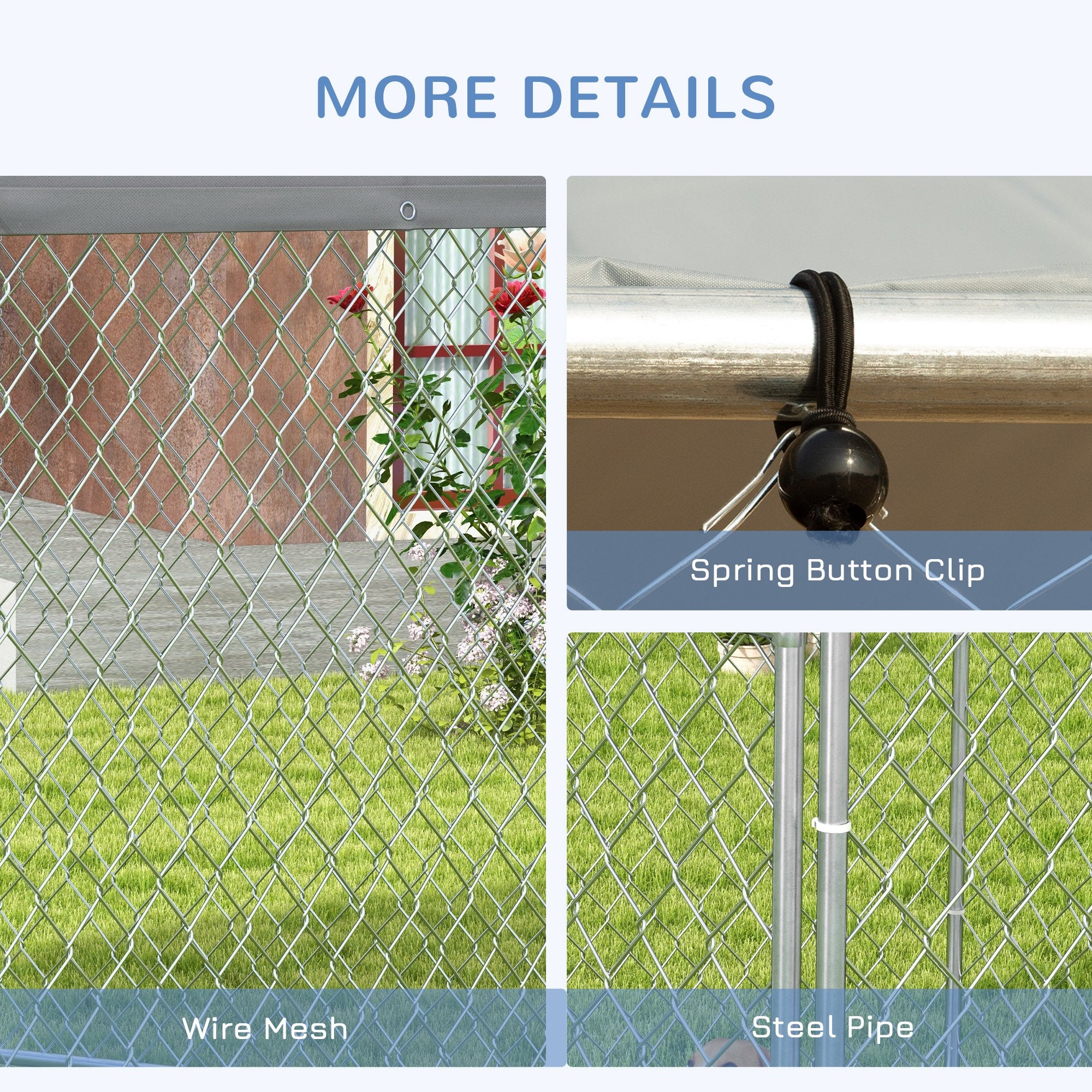 PawHut Outdoor Dog Kennel Dog Run with Waterproof, UV Resistant Cover for Medium and Large Sized Dogs, 13.4' x 11.5' x 8.8', Silver