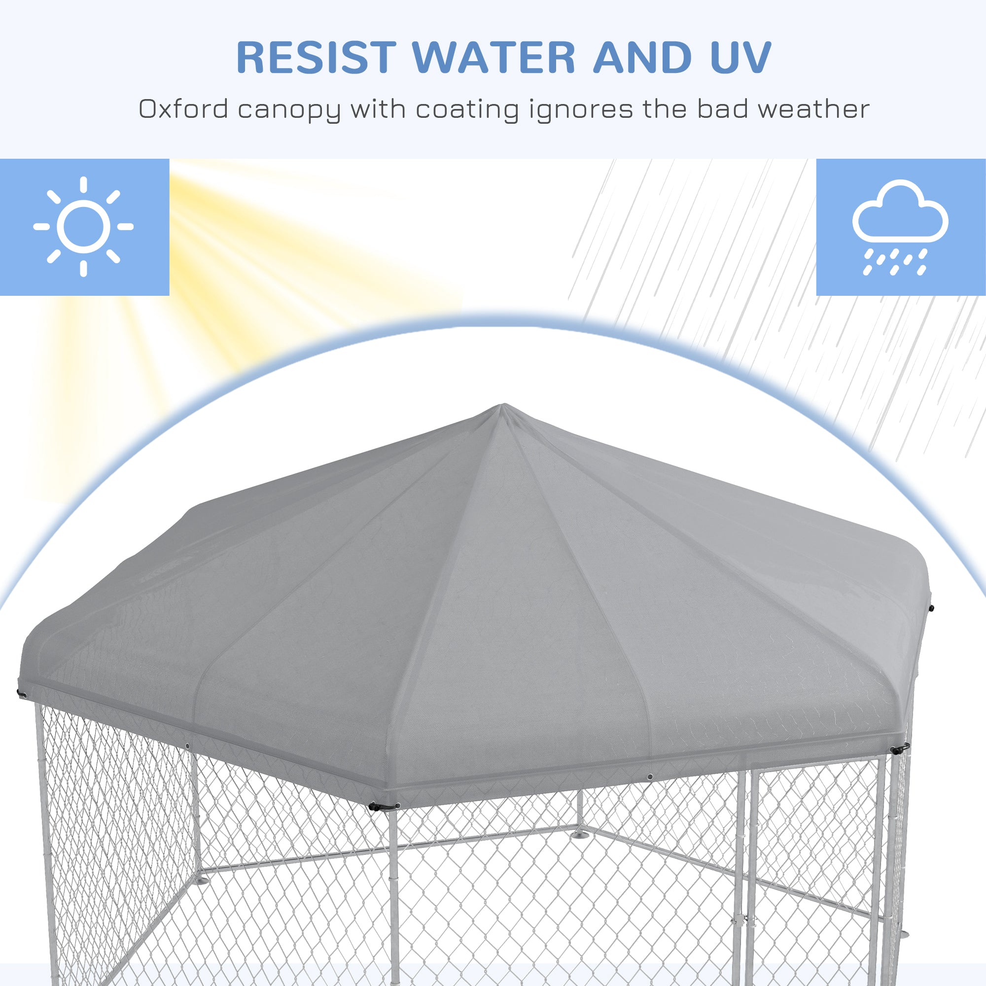 PawHut Outdoor Dog Kennel Dog Run with Waterproof, UV Resistant Cover for Medium and Large Sized Dogs, 13.4' x 11.5' x 8.8', Silver