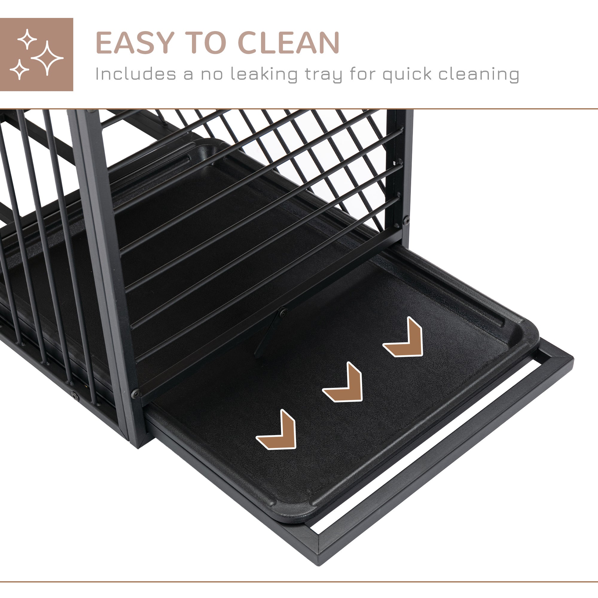 PawHut Steel Dog Crate Small Medium Dog Kennel Two Doors Tray Large Top Pet Cage 76L x 48W x 53H cm, Black