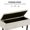 HOMCOM 37 Inch Modern Ottoman with Storage and Wooden Legs, Storage Ottoman with Teddy Velvet Upholstery, for Living Room, Bedroom, Cream White