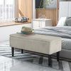 HOMCOM 37 Inch Modern Ottoman with Storage and Wooden Legs, Storage Ottoman with Teddy Velvet Upholstery, for Living Room, Bedroom, Cream White