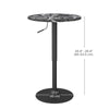 HOMCOM Round Bar Table for 2, Adjustable Pub Table with Steel Base, Modern Bistro Table for Home Bar, Small Dining Room, Black Marble