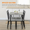 HOMCOM 5 Pieces Dining Table Set, Modern Kitchen Table and Chairs Set for 4 People with Marble Effect Tabletop, Padded Chairs and Metal Frame, 42.1" x 27.6", Grey