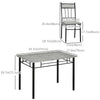 HOMCOM 5 Pieces Dining Table Set, Modern Kitchen Table and Chairs Set for 4 People with Marble Effect Tabletop, Padded Chairs and Metal Frame, 42.1" x 27.6", Grey