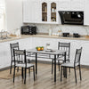 HOMCOM 5 Pieces Dining Table Set, Modern Kitchen Table and Chairs Set for 4 People with Marble Effect Tabletop, Padded Chairs and Metal Frame, 42.1" x 27.6", Grey