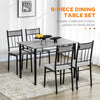 HOMCOM 5 Pieces Dining Table Set, Modern Kitchen Table and Chairs Set for 4 People with Marble Effect Tabletop, Padded Chairs and Metal Frame, 42.1" x 27.6", Grey