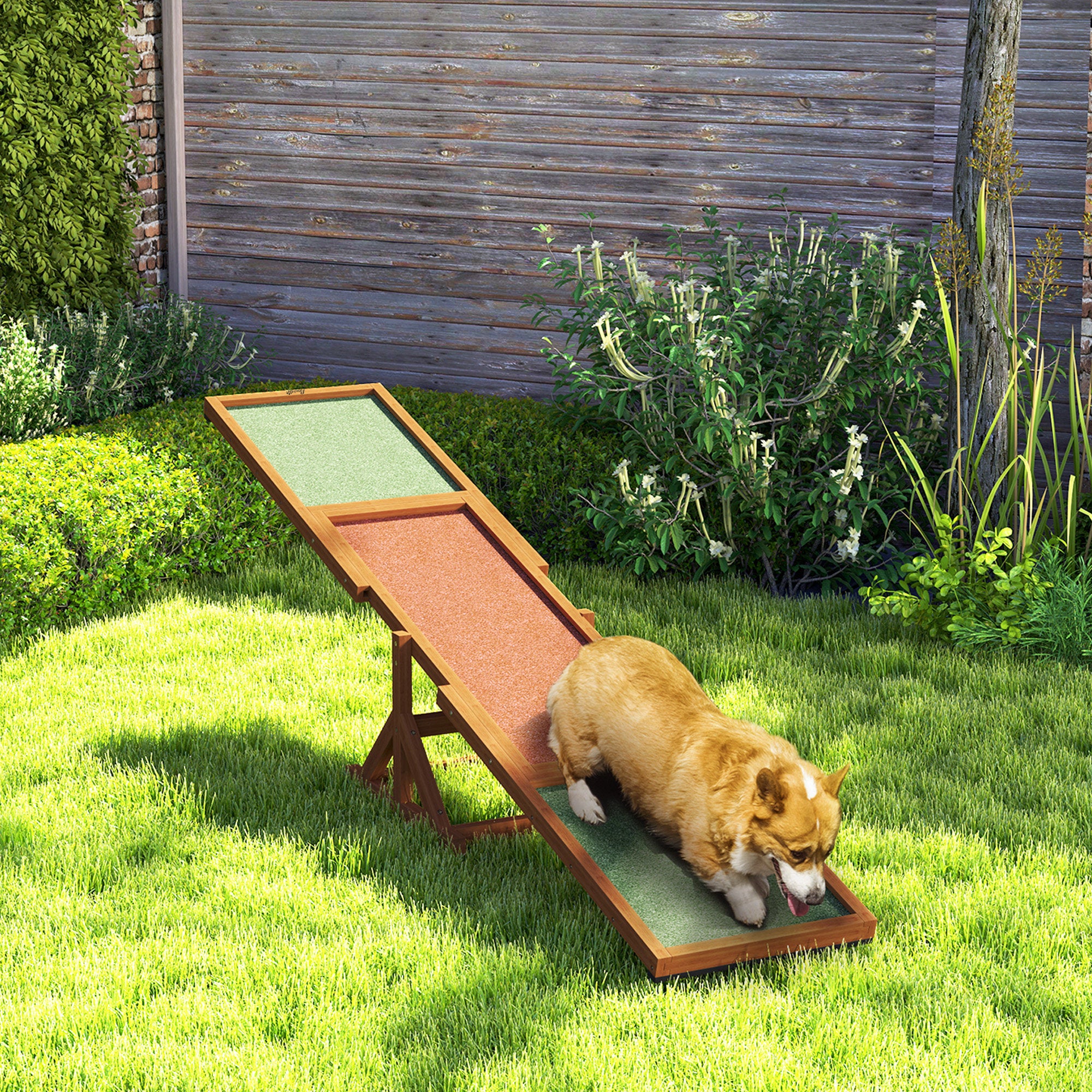 PawHut Wooden Dog Agility Seesaw for Training and Exercise, Platform Equipment Run Game Toy, Weather Resistant Pet Supplies, 83" L x 16" W x 14" H, Orange