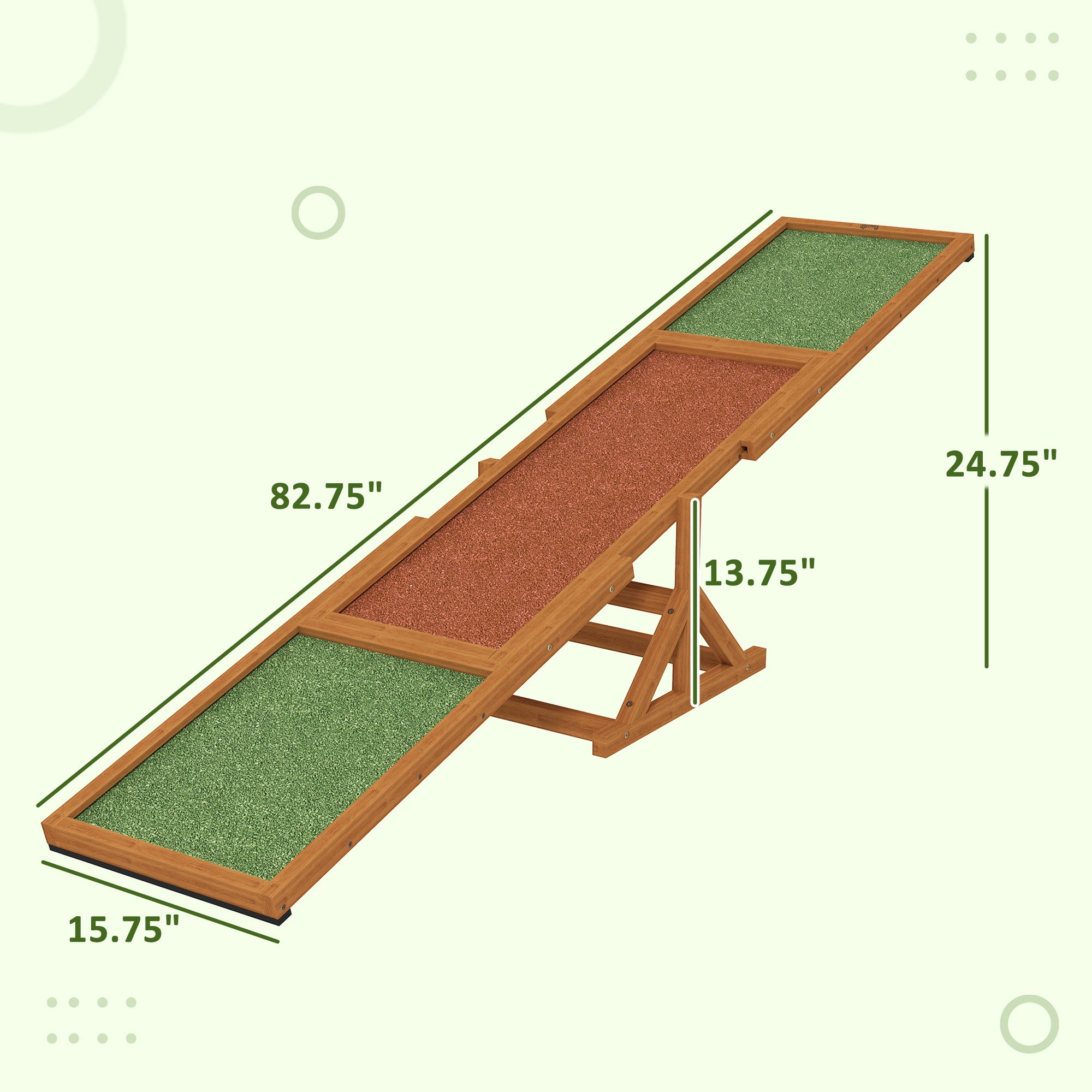 PawHut Wooden Dog Agility Seesaw for Training and Exercise, Platform Equipment Run Game Toy, Weather Resistant Pet Supplies, 83" L x 16" W x 14" H, Orange