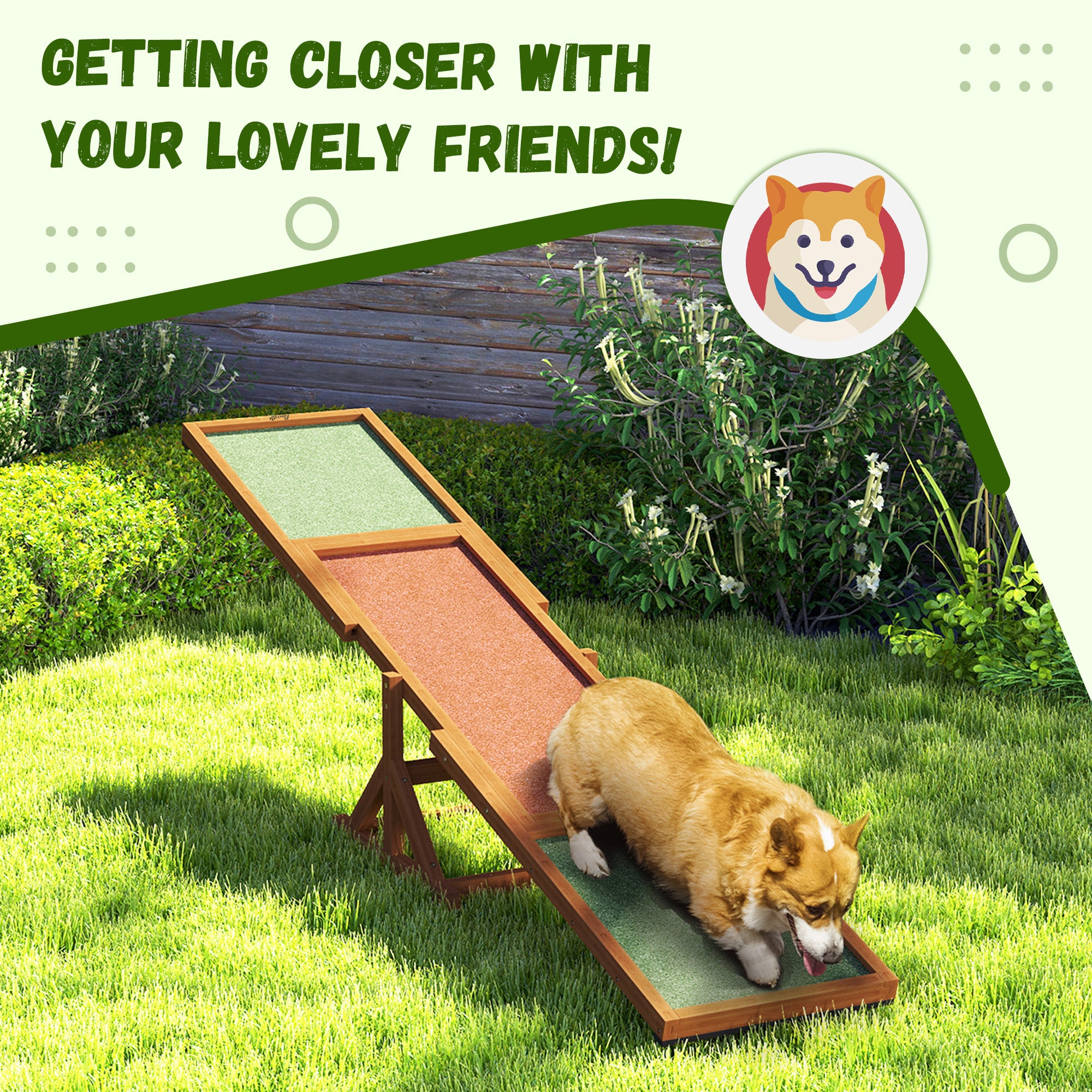 PawHut Wooden Dog Agility Seesaw for Training and Exercise, Platform Equipment Run Game Toy, Weather Resistant Pet Supplies, 83" L x 16" W x 14" H, Orange
