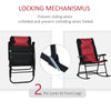 Outsunny 2pc Patio Foldable Rocking Chair Set w/ Soft Padded Seat, Backrest, and Headrest for park, backyard, garden, Red
