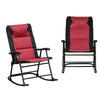 Outsunny 2pc Patio Foldable Rocking Chair Set w/ Soft Padded Seat, Backrest, and Headrest for park, backyard, garden, Red
