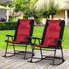 Outsunny 2pc Patio Foldable Rocking Chair Set w/ Soft Padded Seat, Backrest, and Headrest for park, backyard, garden, Red