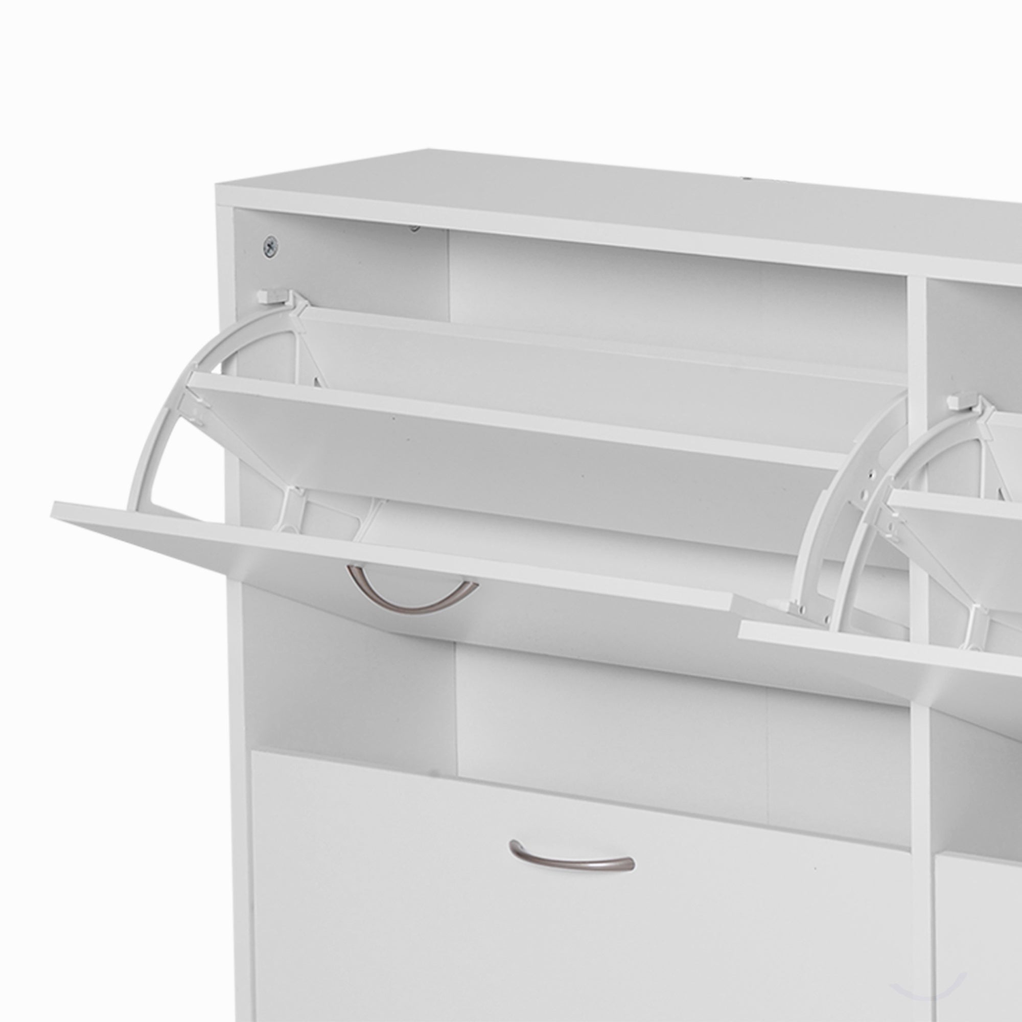 HOMCOM Shoe Cabinet for Entryway Hallway Shoe Organizer with 4 Flip Drawers and Adjustable Shelves for 24 Pairs of Shoes, White