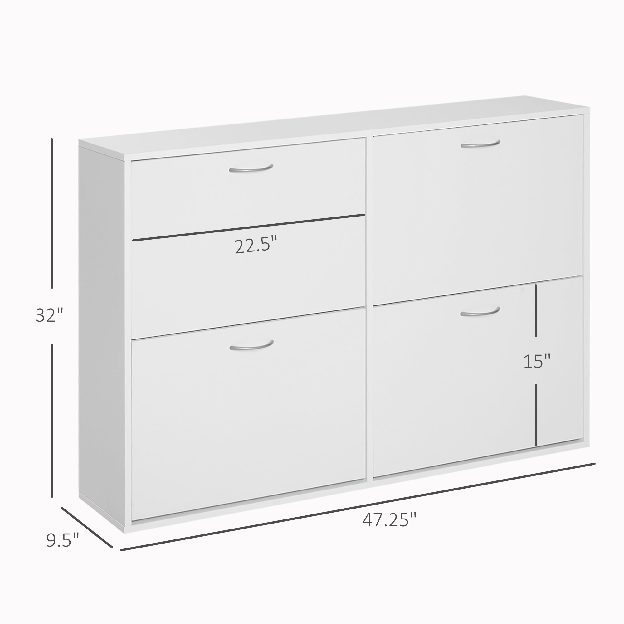HOMCOM Shoe Cabinet for Entryway Hallway Shoe Organizer with 4 Flip Drawers and Adjustable Shelves for 24 Pairs of Shoes, White