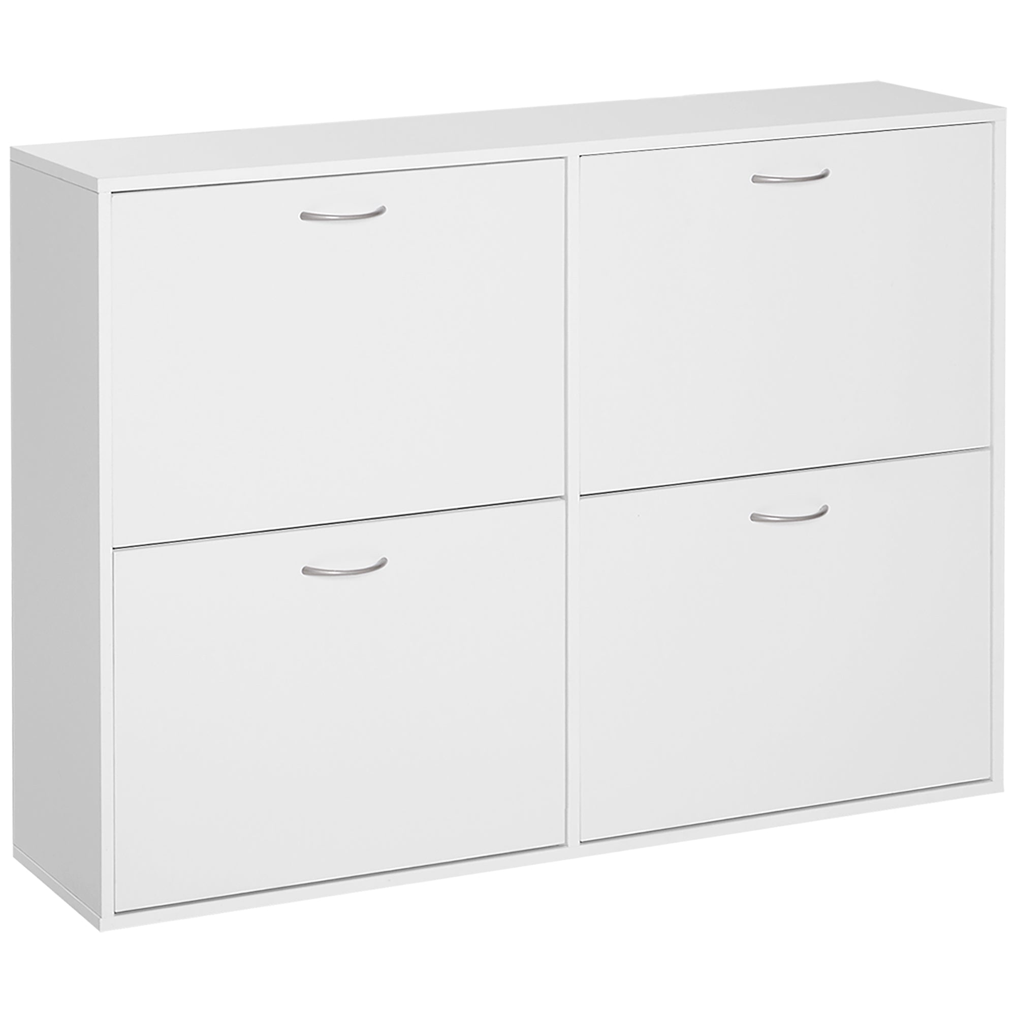 HOMCOM Shoe Cabinet for Entryway Hallway Shoe Organizer with 4 Flip Drawers and Adjustable Shelves for 24 Pairs of Shoes, White
