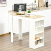 HOMCOM Bar Table, High Top Pub Table with 4 Storage Shelves, Modern Bar Height Table for Home Bar, Kitchen, Natural