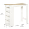 HOMCOM Bar Table, High Top Pub Table with 4 Storage Shelves, Modern Bar Height Table for Home Bar, Kitchen, Natural