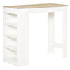 HOMCOM Bar Table, High Top Pub Table with 4 Storage Shelves, Modern Bar Height Table for Home Bar, Kitchen, Natural