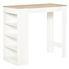 HOMCOM Bar Table, High Top Pub Table with 4 Storage Shelves, Modern Bar Height Table for Home Bar, Kitchen, Natural