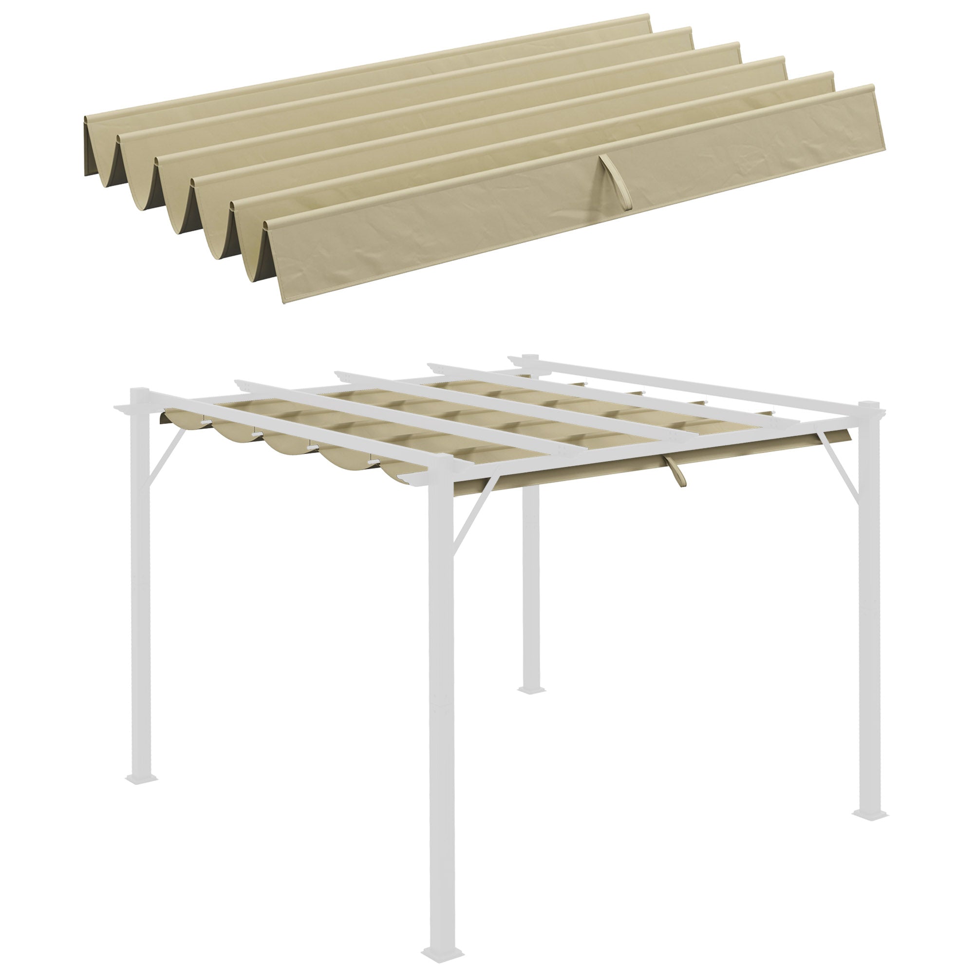 Outsunny Retractable Replacement Pergola Canopy for 10' x 10' Pergola, Pergola Cover Replacement, Beige