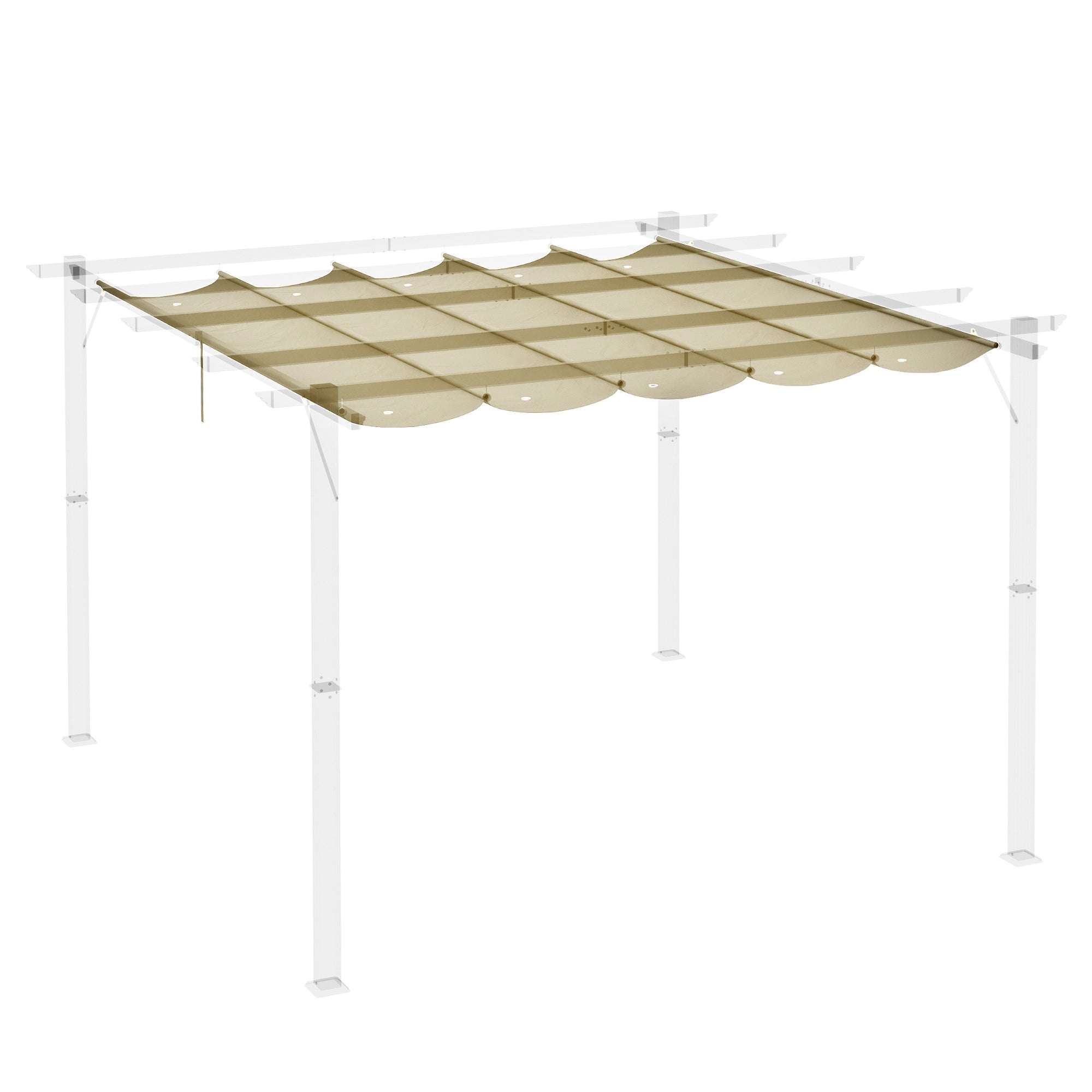 Outsunny Retractable Replacement Pergola Canopy for 10' x 10' Pergola, Pergola Cover Replacement, Beige
