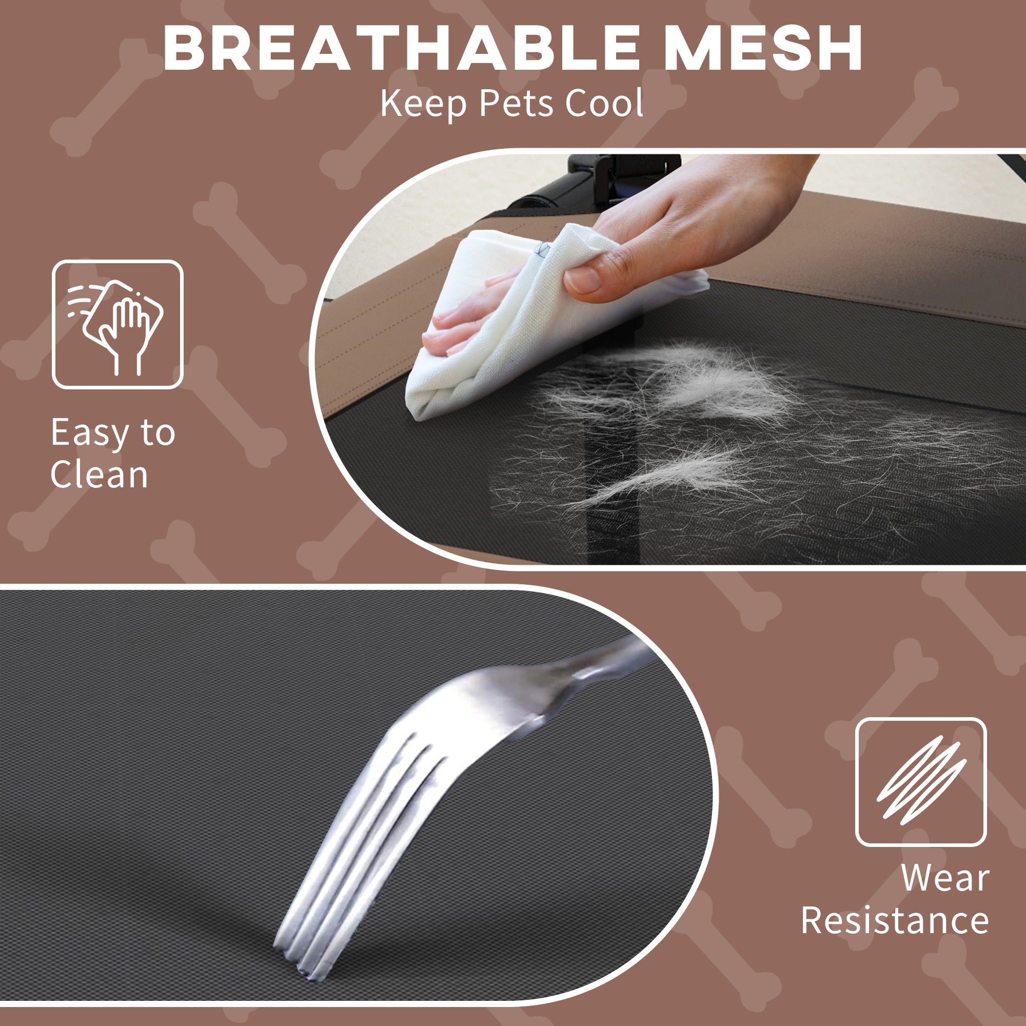 PawHut Elevated Dog Bed with Canopy, Cooling Dog Cot Bed for Camping, Portable Raised Pet Cot with Washable Breathable Mesh, for Indoor Outdoor, S & M Dogs, 30" x 24" x 27", Coffee