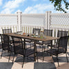 Outsunny Extendable Patio Dining Table, 63"-94.5" Adjustable Outdoor Dining Table for 6-8 Person, Rectangular Table with Aluminium Edging, Steel Frame, for Porch, Deck, Garden
