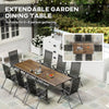 Outsunny Extendable Patio Dining Table, 63"-94.5" Adjustable Outdoor Dining Table for 6-8 Person, Rectangular Table with Aluminium Edging, Steel Frame, for Porch, Deck, Garden