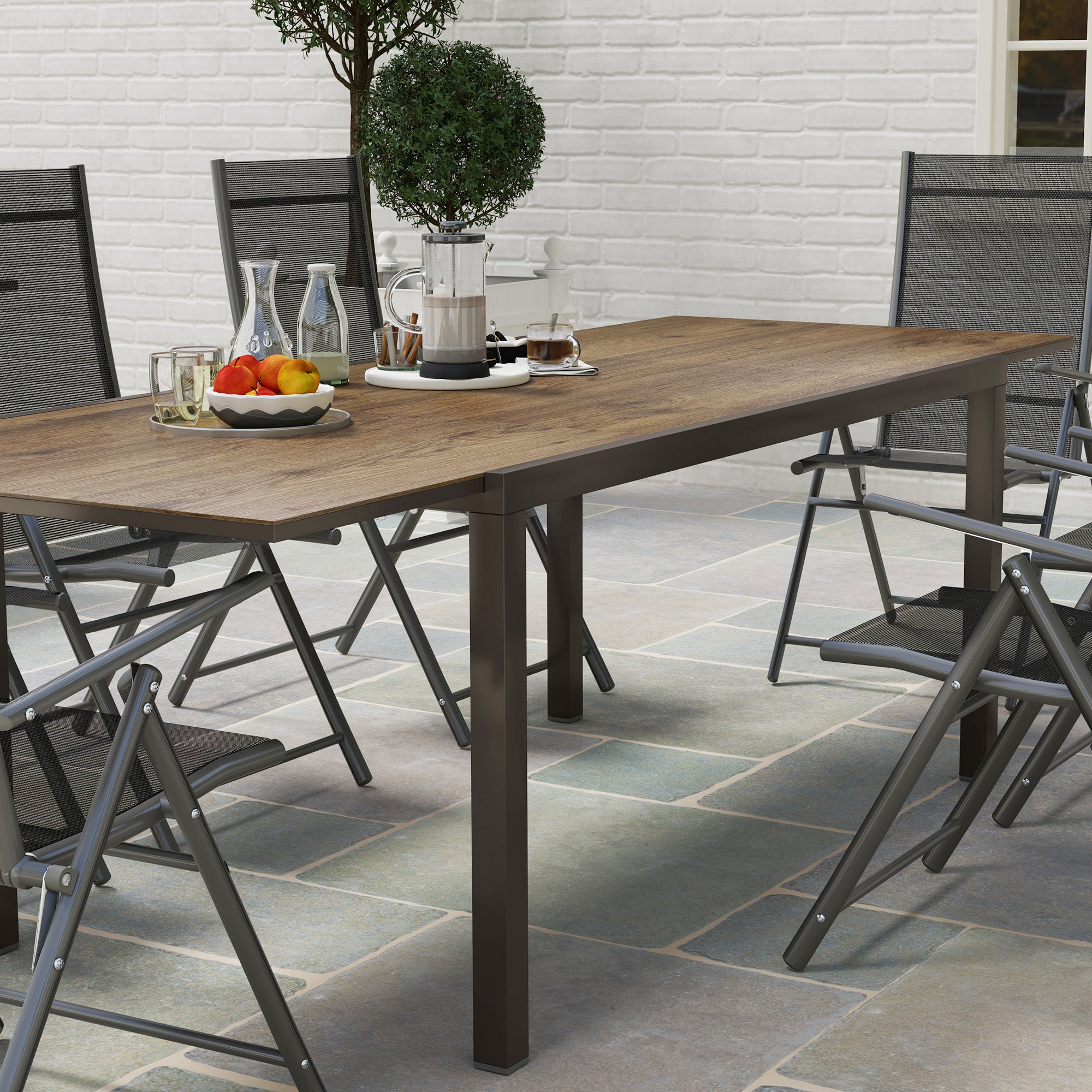 Outsunny Extendable Patio Dining Table, 63