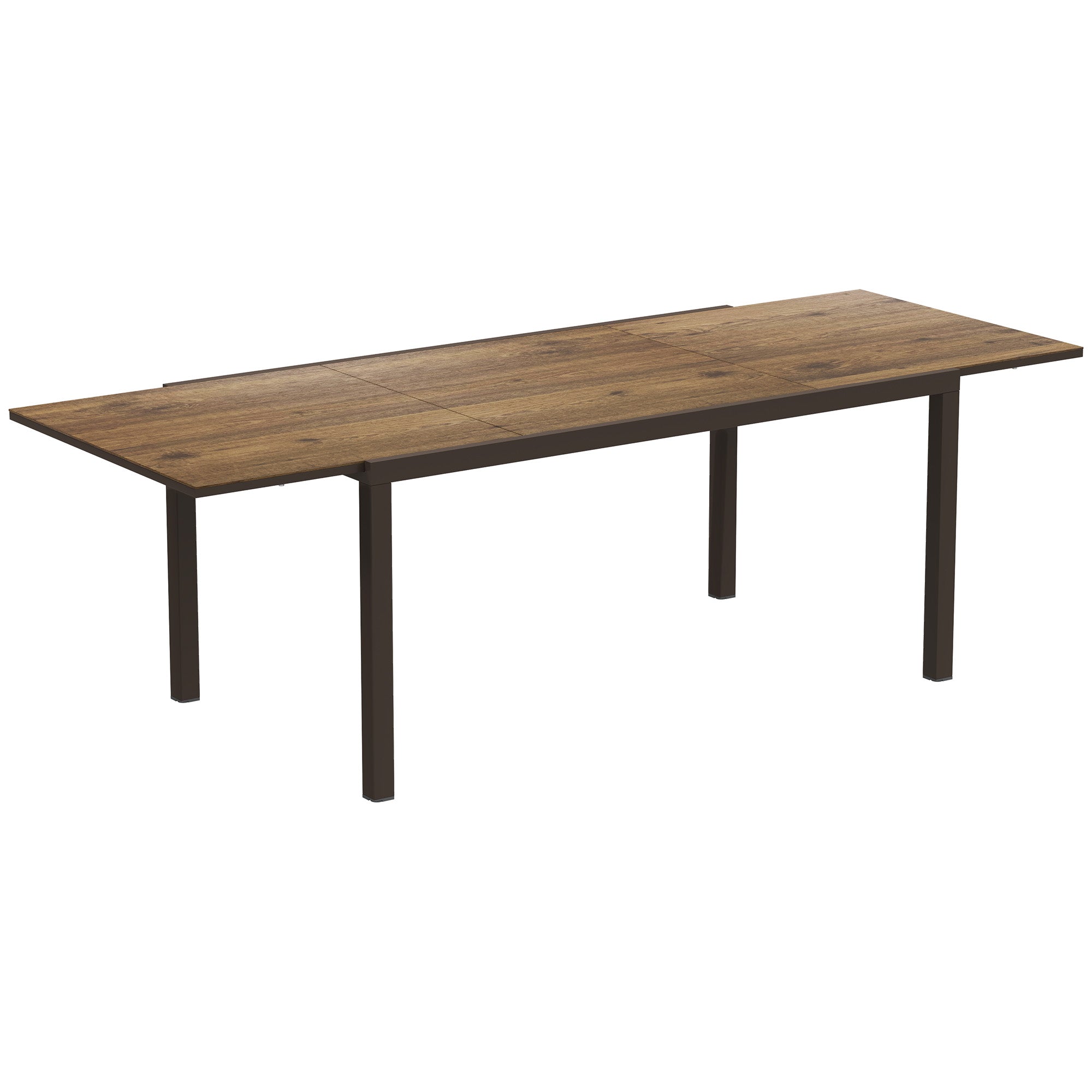 Outsunny Extendable Patio Dining Table, 63"-94.5" Adjustable Outdoor Dining Table for 6-8 Person, Rectangular Table with Aluminium Edging, Steel Frame, for Porch, Deck, Garden