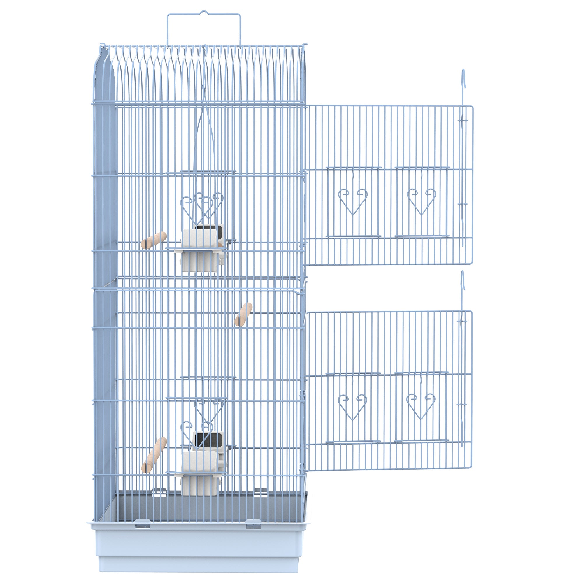 PawHut 36" Bird Cage Macaw Play House Cockatoo Parrot Finch Flight Cage 2 Doors Perch 4 Feeder Pet Supplies White