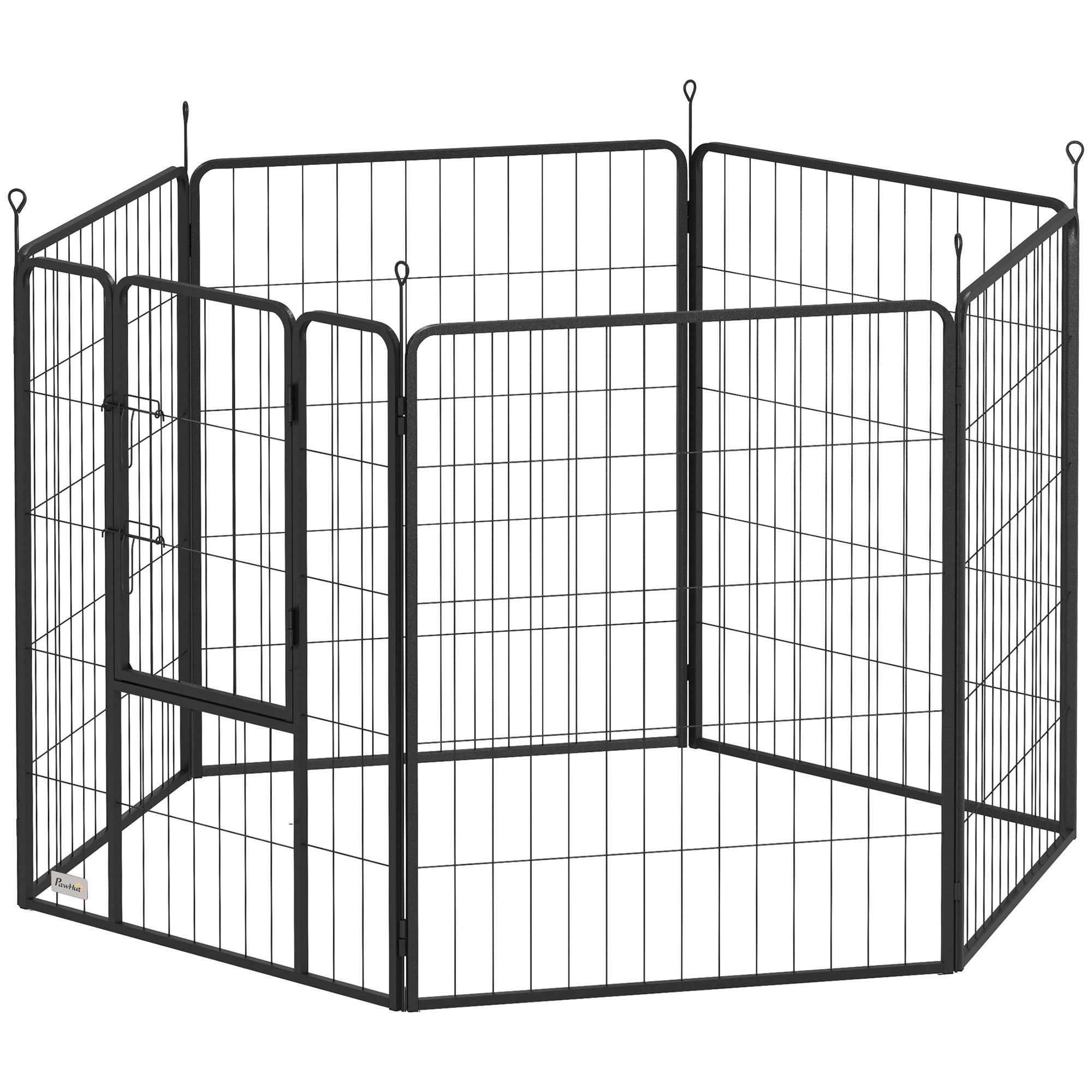 PawHut Dog Playpen, 6 Panels Puppy Pen Dog Playpen, 100cm High Pet Exercise Fence, Portable Detachable Pet Enclosure for Large Dogs, Puppies, Black